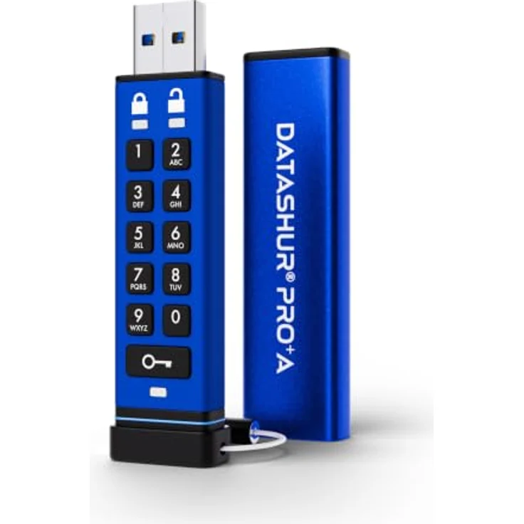 iStorage datAshur PRO+A 64 GB, Sicherer USB-Speicherstick, FIPS 140-3 Level 3 zertifiziert, PIN-geschützt, IP68 wasserdicht und knautschfest – Bild 2