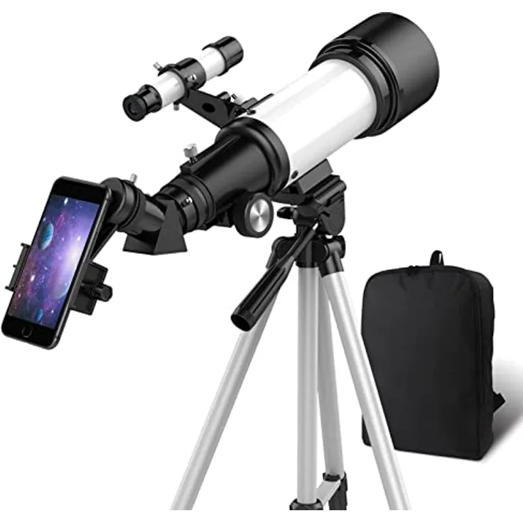 OYS Teleskop 70 mm Öffnung, 400 mm AZ-Montierung, astronomischer Refraktor mit Stativ, Telefonadapter für Anfänger und Kinder