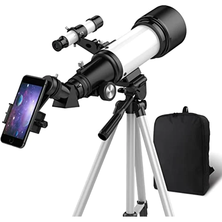 OYS Teleskop 70 mm Öffnung, 400 mm AZ-Montierung, astronomischer Refraktor mit Stativ, Telefonadapter für Anfänger und Kinder – Bild 1