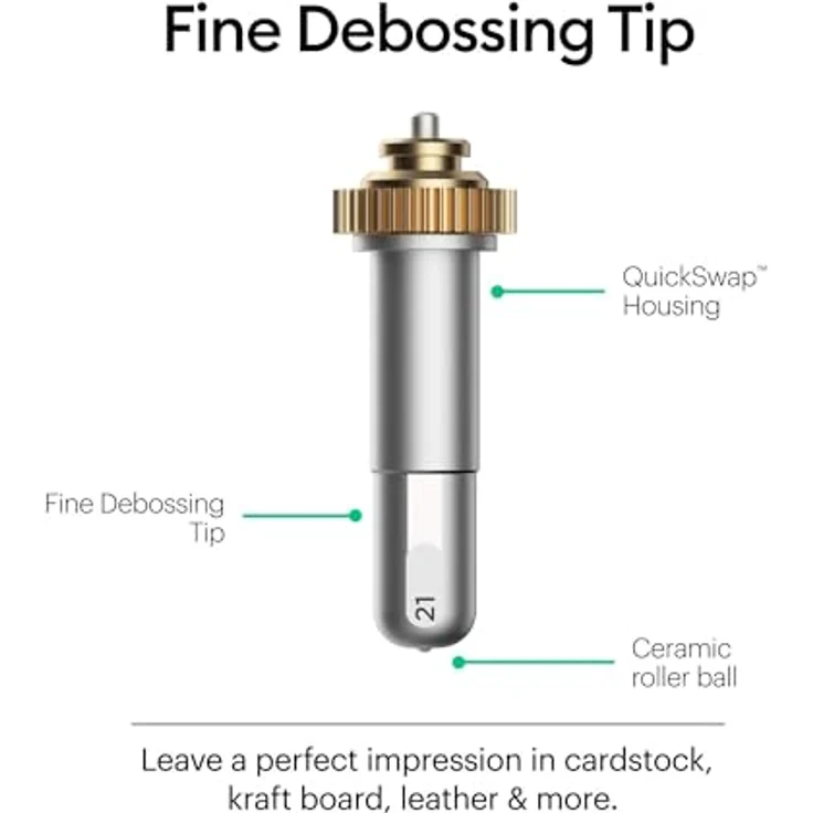 Cricut Fine Debossing Tip + QuickSwap™ Housing, Prägespitze für Cricut Maker, Silber, für detaillierte Designs auf Karton und Kraftkarton – Bild 6