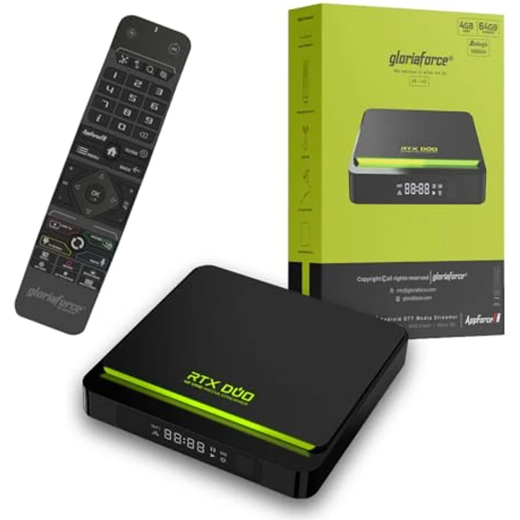GloriaForce RTX Duo 4K UHD OTT Multimedia Player, Android 11,H.265,2GB RAM,16GB Flash, WLAN, Bluetooth Fernbedienung – Bild 1