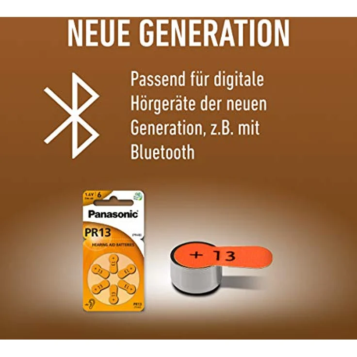 Panasonic PR13 Zink-Luft-Batterien für Hörgeräte, Typ 13, 1.4V, Hörgerätbatterien, 6er Pack, orange – Bild 5