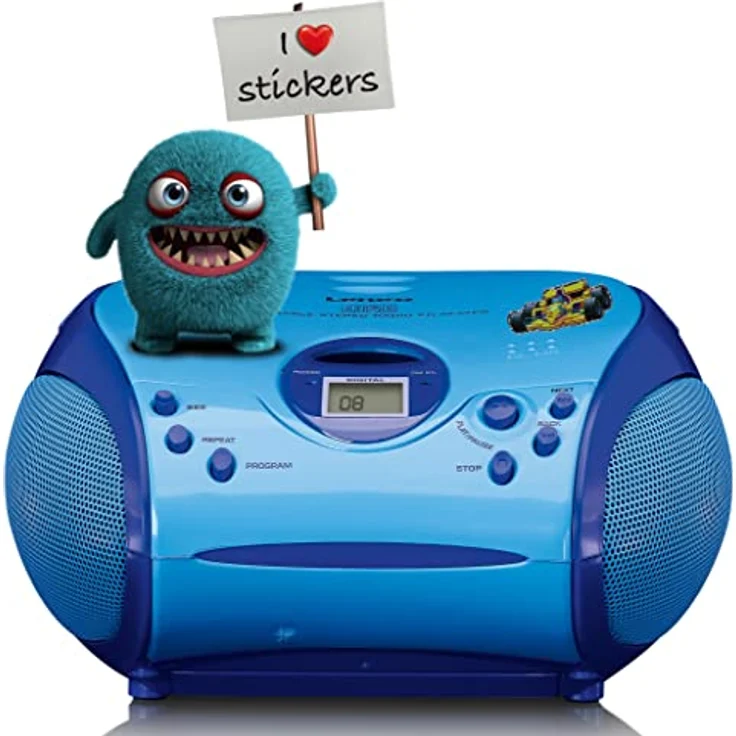 Lenco SCD-24 Kids CD-Player blau CD-Player FM-Radio klinken stickers – Bild 5