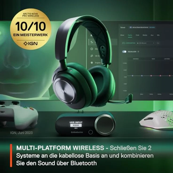 SteelSeries Arctis Nova Pro Wireless Xbox - Multi-System Gaming-Headset - Hi-Fi-Treiber - Active Noise Cancellation – Bild 3
