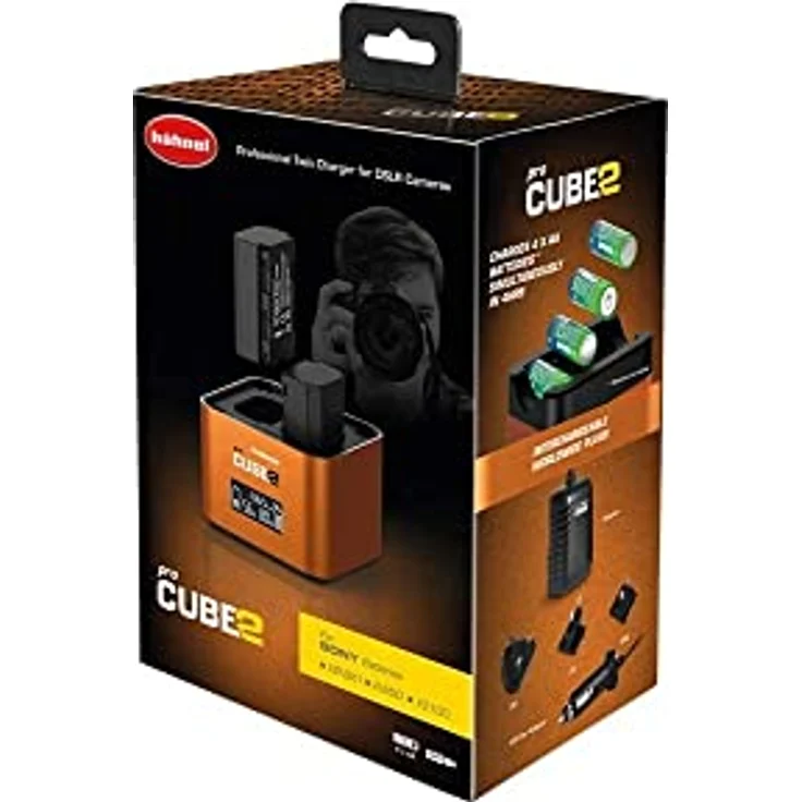 Hahnel ProCube2 Compatible with Sony, Auto--Indoor-Batterieladegerät, orange, LCD, AA, Lithium-Ion (Li-Ion), Nickel-Metallhydrid (NiMH), Compatible with Sony DMW-PLC12, BLF19, BLG10 & NP-W126 – Bild 6