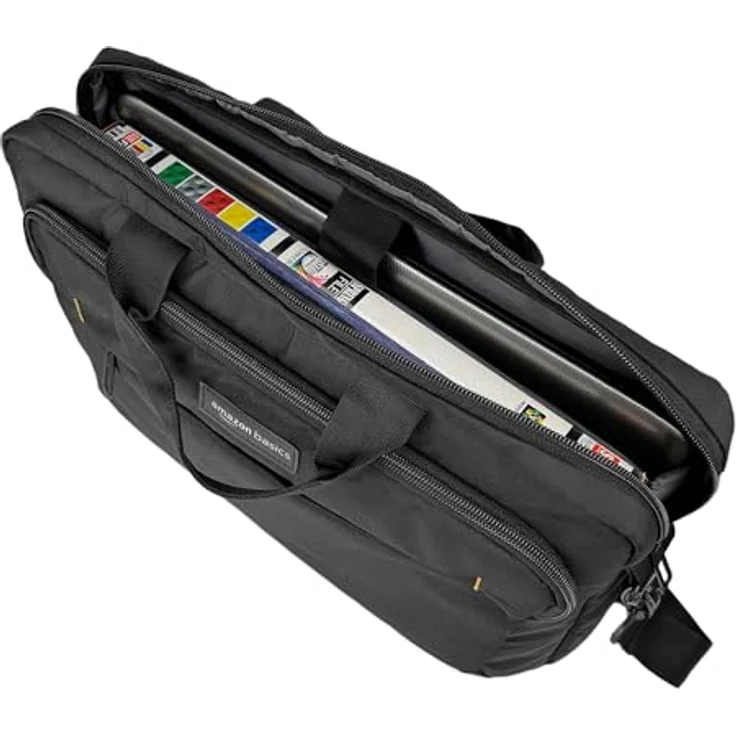 AmazonBasics Laptop- und Tablet-Schultertasche, für Laptops bis zu 15,6 Zoll (40 cm), Schwarz, 1 Stück – Bild 6