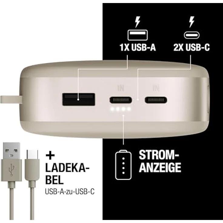Fresh n Rebel 2PB24100SS Powerbank, 24000 mAh, USB Typ-C, PD 20W, seidiger Sand, versandkostenfrei – Bild 4