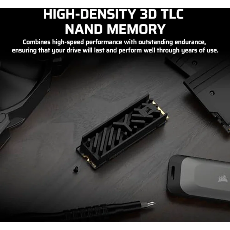 Corsair MP700 Elite 2TB PCIe 5.0 x4 NVMe M.2 SSD mit Heatsink – Bis zu 10,000MB/sec – 3D TLC NAND – DirectStorage – Schwarz – Bild 5