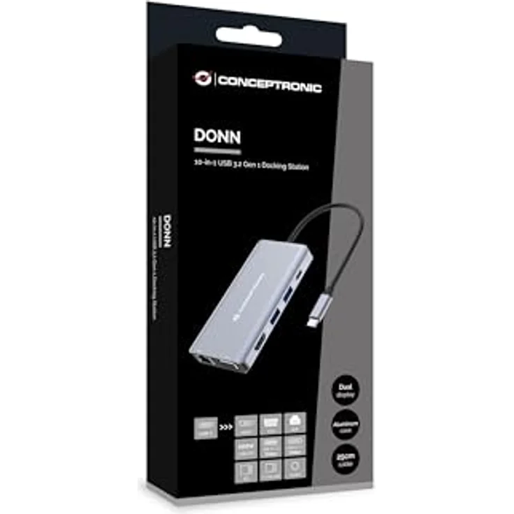 Conceptronic Dock USB-C->HDMI,2xUSB-A,GbE,100WPD,+ 25cm gr, 10-in-1 Multiport Adapter, 4K Unterstützung, Gigabit Ethernet, 100W Power Delivery – Bild 5