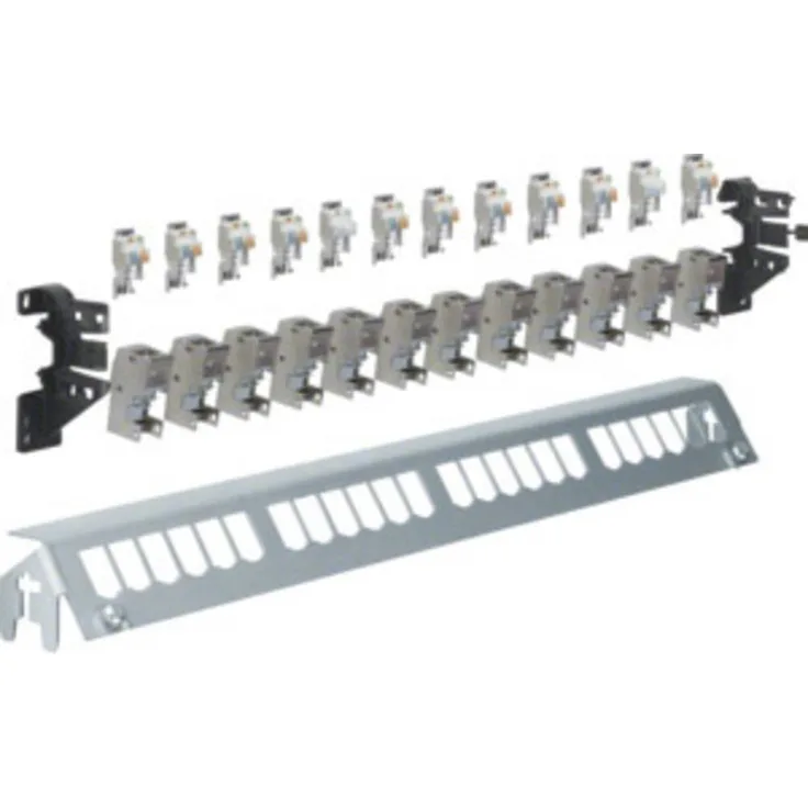 Hager Netzwerk-Patchpanel CAT 6a, 24 Steckplätze, teilbestückt, Universalhalterung aus verzinktem Stahlblech