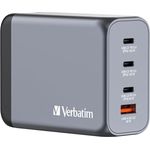 Verbatim GaN Charger 200 W, 4 Ports USB-C Ladegerät, innovativer Power Adapter mit 3 x USB-C und 1 x USB-A, Schnellladegerät als Mehrfachstecker, Netzteil für Apple iPhone, Samsung und Co