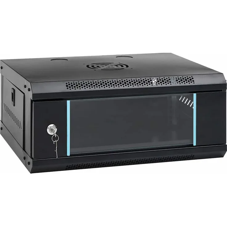 vidaXL Netzwerkschrank, Netzwerkschrank mit Speicher, Schwarz, 53 x 45 x 21 cm, Stahl