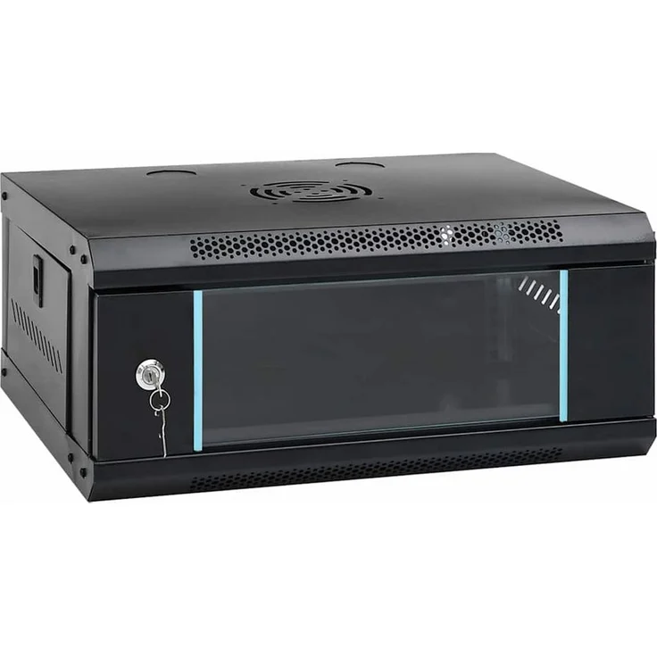 vidaXL Netzwerkschrank, Netzwerkschrank mit Speicher, Schwarz, 53 x 45 x 21 cm, Stahl