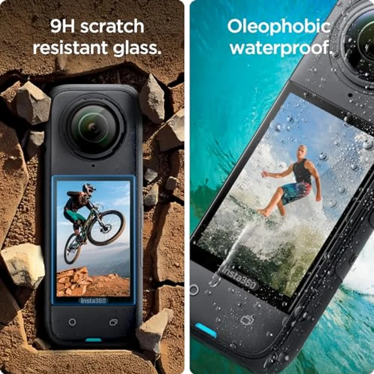 Spigen Glas.tR Slim Schutzfolie für Insta360 X5 & X4, 2 Stück, 9H Kratzfest, Volle Abdeckung, Ölfrei – Bild 4