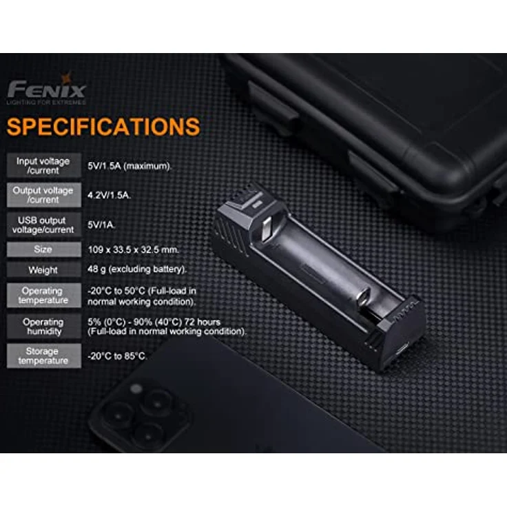 Fenix Are-X1 v2.0 Lithium-Ionen-Ladegerät für 18650, 21700 und 26650 Akkus – Bild 4