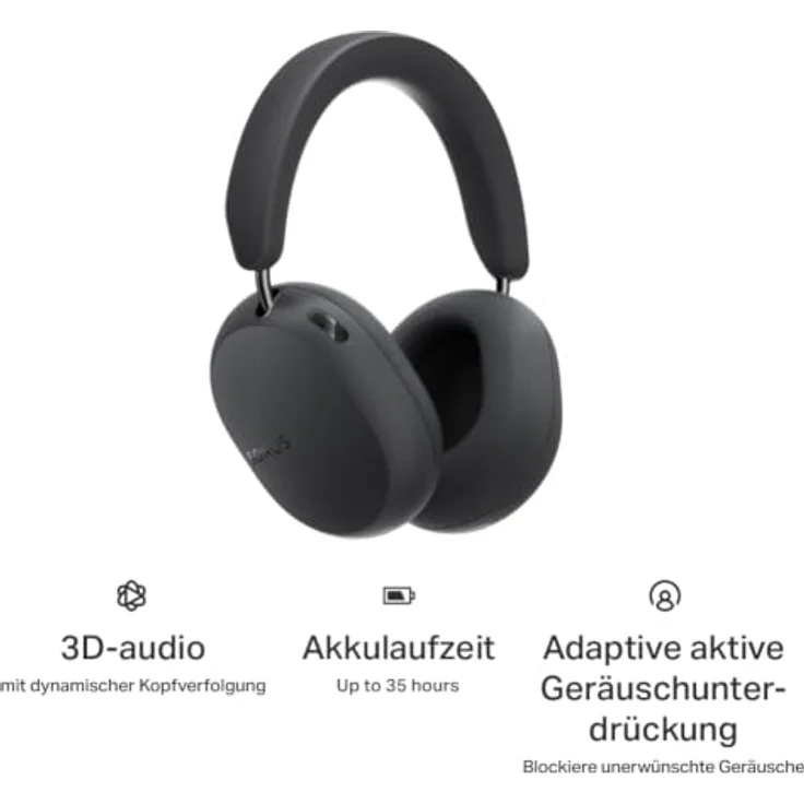 SONOS Ace Ultra, Over-ear Kopfhörer Bluetooth mit Active Noise Cancellation, 35 Stunden Akkulaufzeit, Shadow Black – Bild 8