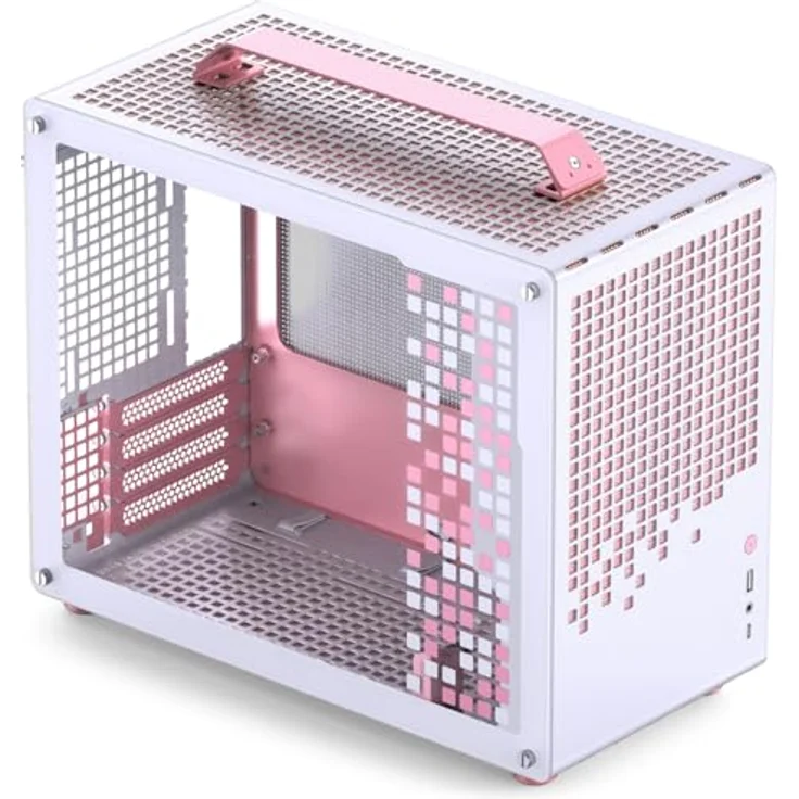 Jonsplus Z20 Micro-ATX Gehäuse - Kompakt, SFX-PSU kompatibel, weiß/pink – Bild 2