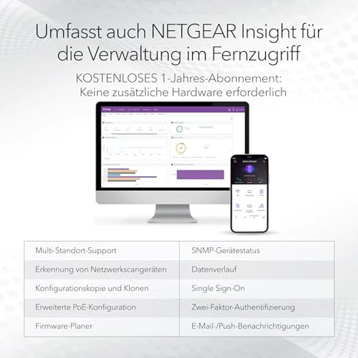 NETGEAR GS748T 48-Port Gigabit Ethernet Smart Switch: Managed, inkl. 1 Jahr Insight Cloud Management, mit 2 1G SFP und 2 1G Combo, Desktop- oder Rack-Befestigung, Design in schwarz – Bild 4