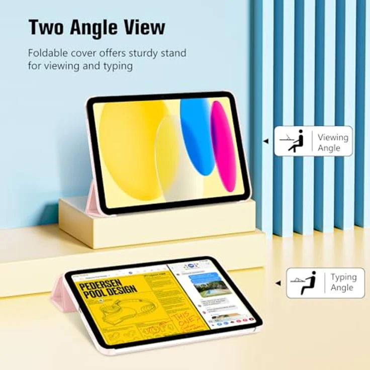ProCase Hülle für iPad A16 11. Generation 2025 und iPad 10. Generation 2022, Leichtes Hartschalen Smart Cover mit Auto Wake/Sleep - Hellrosa – Bild 5