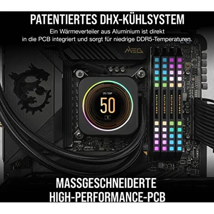 Corsair DOMINATOR PLATINUM RGB DDR5 RAM 32GB (2x16GB) 5200MHz CL40 Intel XMP iCUE Kompatibel Computer Speicher - Schwarz (CMT32GX5M2B5200C40) – Bild 5