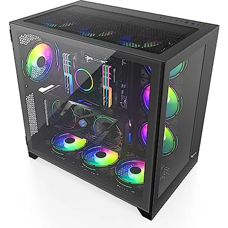 Big Buy Cooking Caja Semitorre ATX Talius Zeus, MicroATX Gaming Gehäuse mit gehärtetem Glas und verbessertem Kabelmanagement, schwarz – Bild 5