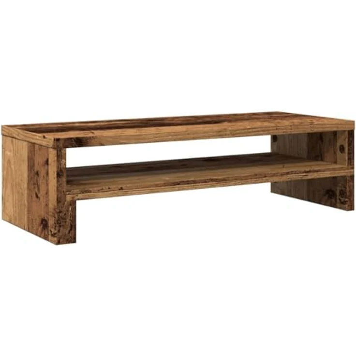 vidaXL Monitorständer Altholz-Optik, 54x22x15 cm, Holzwerkstoff, mit Stauraum und pflegeleichter Oberfläche – Bild 1