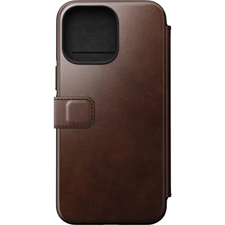 Nomad Moderne Leder-Folio-Schutzhülle für iPhone 14 Pro Max – Horween Rustikale braune Lederschutzhülle mit 3 Kartenfächern, 360° schützender Stoßfänger, 3 m Fallschutz, Mag Safe & kabelloses Laden – Bild 3