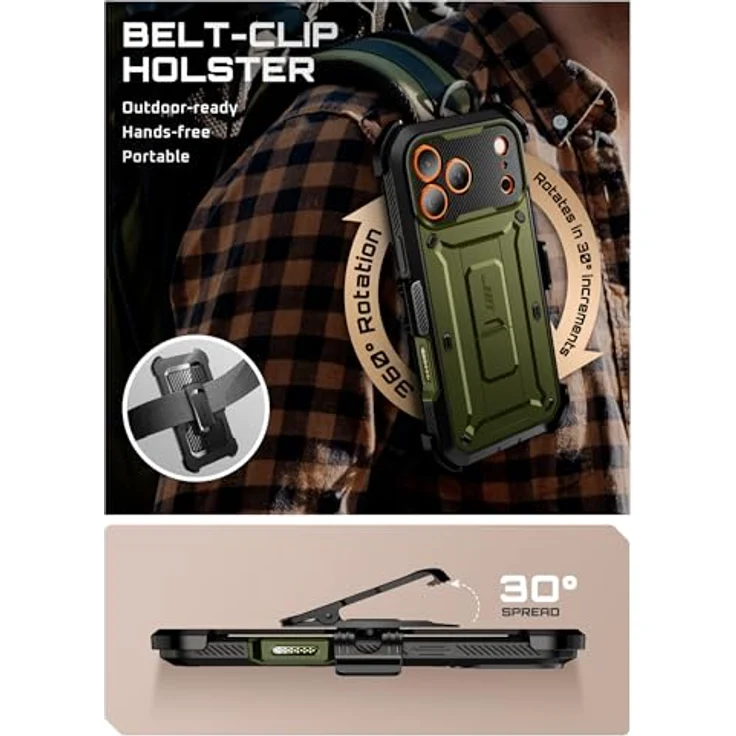 Supcase Unicorn Beetle Pro Hülle für iPhone 17 Pro, extrem langlebiger Fallschutz mit integrierter Displayschutz, Grün – Bild 8