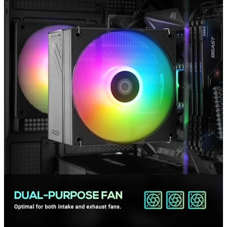 ID-Cooling AS-120-ARGB-K TRIO, 120mm Gehäuselüfter mit RGB-Beleuchtung, schwarz, 27 dBA – Bild 3