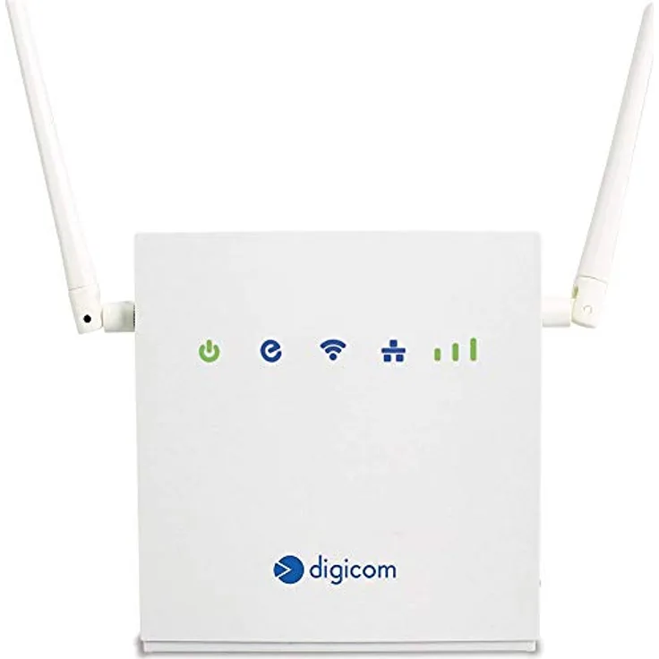 Digicom 4G LiteRoute LTE Cat4 Router (150Mbps Download und 50Mbps Upload 4G Upload 2X 10/100 LAN Ports Easy Wi-Fi mit WPS und bis zu 300Mbps Keine Konfiguration erforderlich, Firewall