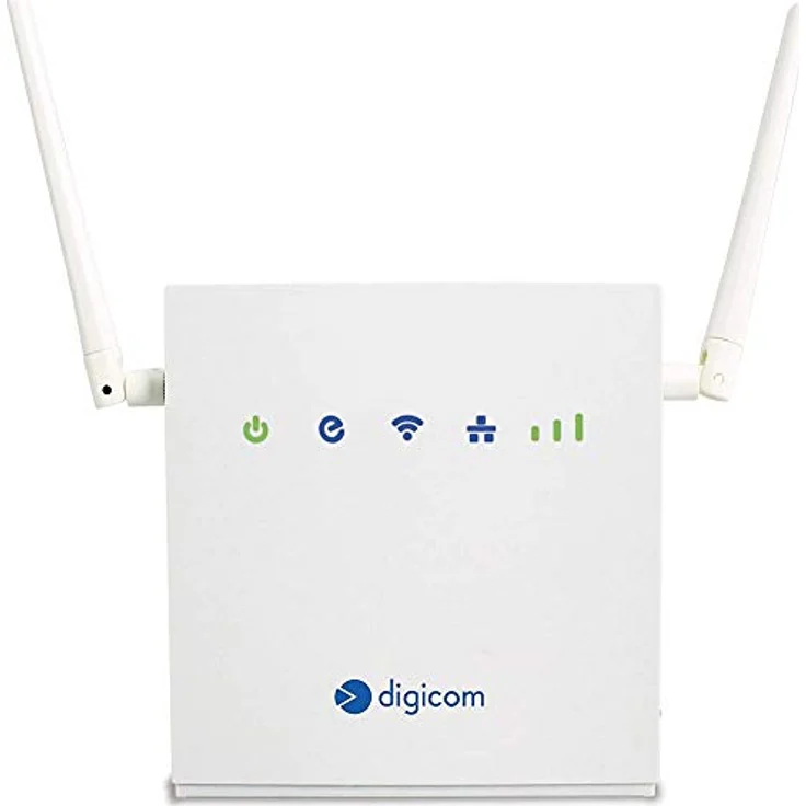 Digicom 4G LiteRoute LTE Cat4 Router (150Mbps Download und 50Mbps Upload 4G Upload 2X 10/100 LAN Ports Easy Wi-Fi mit WPS und bis zu 300Mbps Keine Konfiguration erforderlich, Firewall – Bild 1