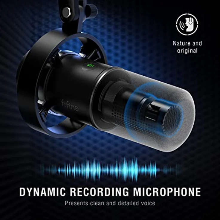 FIFINE XLR Studio Mikrofon, dynamisches USB Mikrofon für PC, Streaming, Podcast und Gaming, mit Nierencharakteristik und 2,5 m USB-Kabel, schwarz – Bild 5