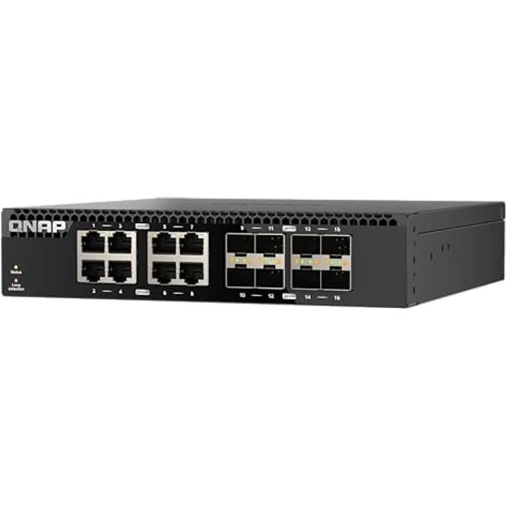 QNAP QSW-3216R-8S8T (16 Ports) Netzwerk Switch, Schwarz - 10GbE SFP+ und RJ45 Anschlüsse, halbe Breite, Plug-and-Play Einrichtung – Bild 7