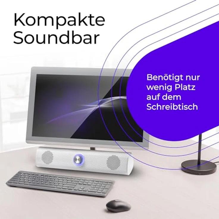 Defender Z11 PC Soundbar Lautsprecher – 2.0 Monitor Soundbar mit 6W RMS Stereo Sound, LED Lautstärkeregler, USB Powered, 3,5-mm-Klinkenstecker für PC (Weiß) – Bild 2