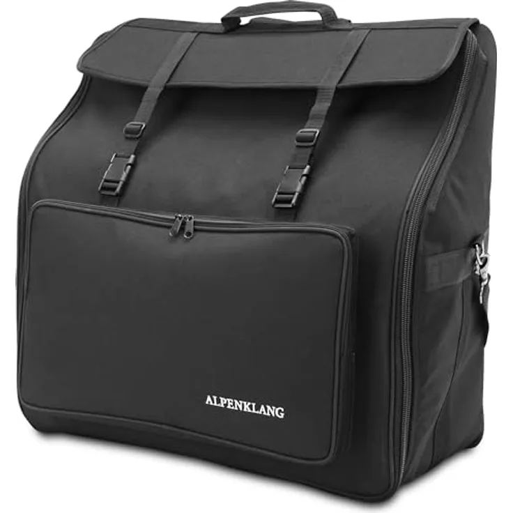Alpenklang Akkordeontasche für 96 Bass Akkordeon, wasserabweisend und gepolstert mit Schultergurten, Schwarz, 52x52x25 cm