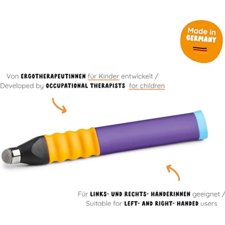 Edurino Eingabestift, Stylus, ergonomisch aus Bio-Kunststoff, violett, für Rechts- und Linkshänder, kompatibel mit Edurino Lern-App – Bild 2