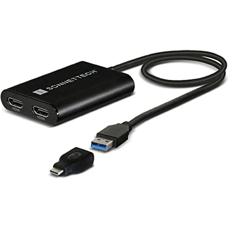 SoNNeT Dual 4K HDMI 2.0 Adapter für M1 Macs, USB-A auf USB-C, Anschluss für zwei 4K Monitore@60Hz