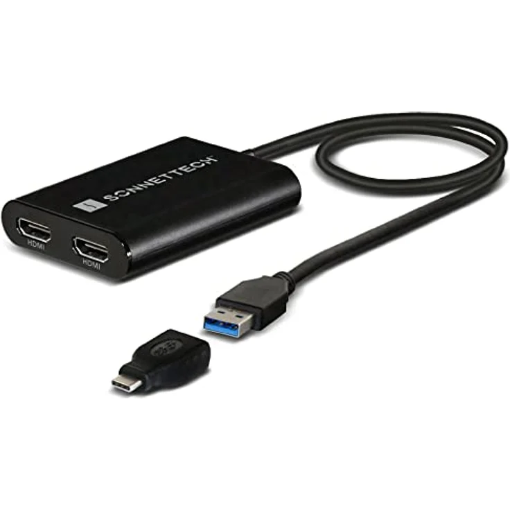 SoNNeT Dual 4K HDMI 2.0 Adapter für M1 Macs, USB-A auf USB-C, Anschluss für zwei 4K Monitore@60Hz – Bild 1