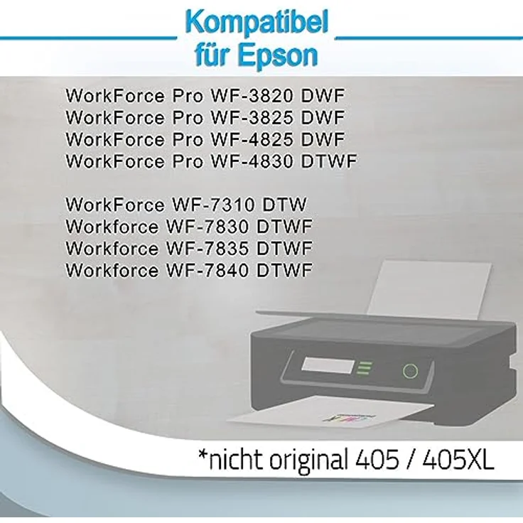 Druckerparadies 4er Multipack für Epson 405XL Tintenpatronen Set - Hohe Kapazität, kompatibel mit WF-3820 WF-3825 WF-4820 WF-4825 WF-4830 WF-7310 WF-7830 WF-7835 WF, Schwarz, Cyan, Magenta, Gelb – Bild 3