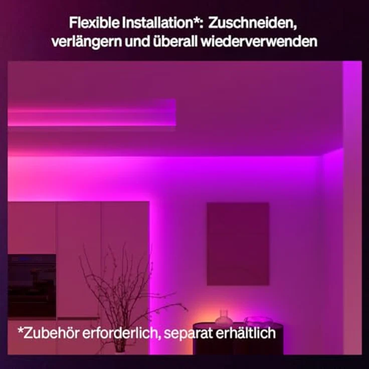 Philips Hue Lightstrip Flux UltraBright, RGBW LED Lichtstreifen mit 29 W und 2.900 lm, 3 m Länge – Bild 4