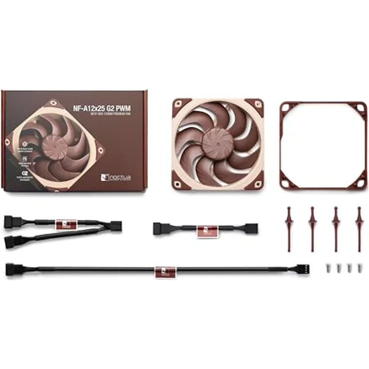 Noctua NF-A12x25 G2 PWM, 120mm Gehäuselüfter mit 360-1800rpm, Braun – Bild 4