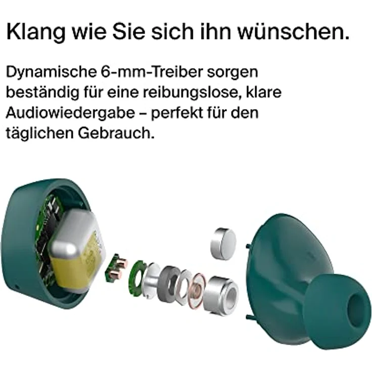 Belkin SoundForm Bolt True Wireless In-Ear-Kopfhörer, kabelloser Kopfhörer mit Mikrofon, Akkulaufzeit bis zu 28 Std., Monomodus, Schweiß- und Spritzwasserschutz der Schutzart IPX4, für iPhone, Galaxy – Bild 4