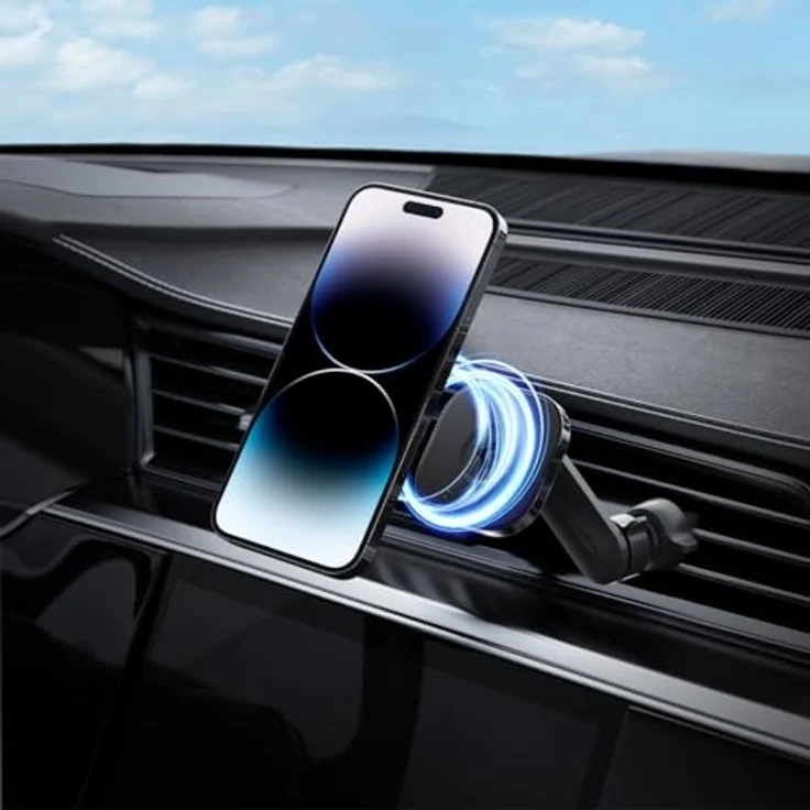 Spigen Magnetic MagSafe Vent ITS12, Magnethalterung fürs Auto mit drehbarem Kopf und stabilem Griff, Schwarz – Bild 2