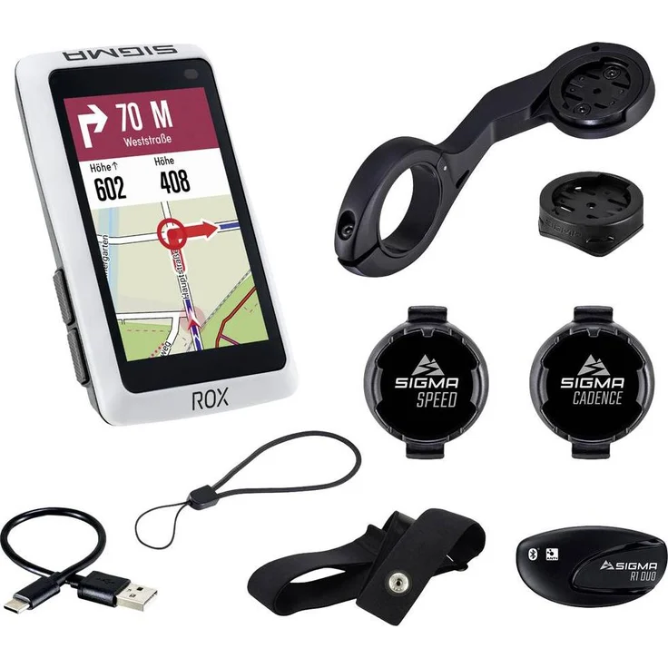 Sigma ROX 12.1 EVO Sensor Set - White, Fahrrad-Navi Europa mit Bluetooth®, GPS, GLONASS – Bild 1