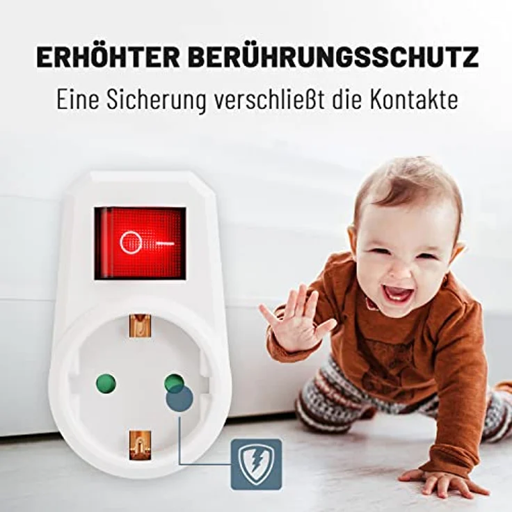 greate. 3x 1fach Steckdosenadapter mit Schalter - Zwischenschalter ohne Kabel Mehrfachsteckdose – Bild 4