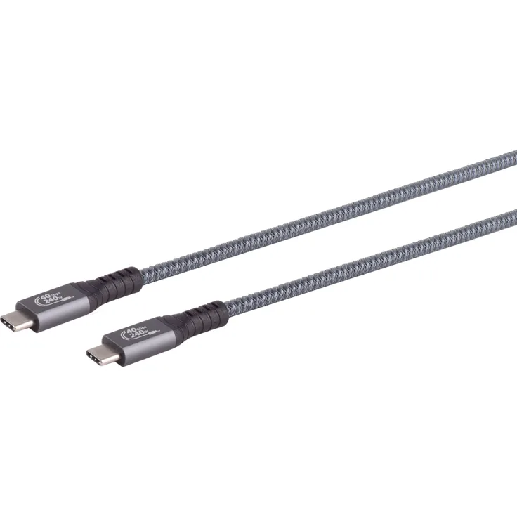 ShiverPeaks USB Kabel Typ-C 4.0 PRO, 240W, 1m, robustes Metallgehäuse, Anti-Pilling PET Kabelmantel, Unterstützung für Thunderbolt 3 und 8K Displayport