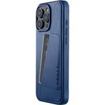 Mujjo Leather Wallet Case iPhone 16 Pro Max Blau - Integrierte Brieftaschen-Funktionalität, Außergewöhnlicher Schutz, Magsafe-Leistung, Hochwertiges europäisches Leder, Hergestellt aus recycelten Materialien