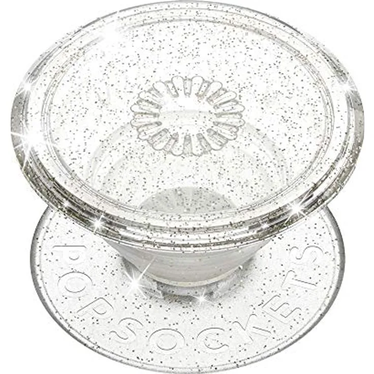 PopSockets: PopGrip - Expanding Stand and Grip with a Swappable Top for Smartphones and Tablets - Clear Glitter Silver