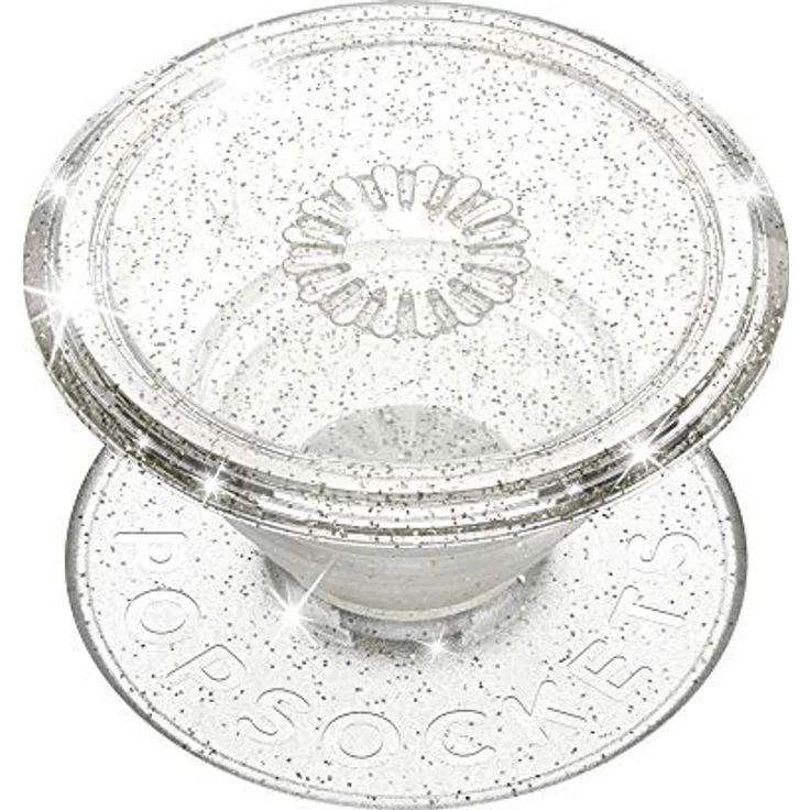 PopSockets: PopGrip - Expanding Stand and Grip with a Swappable Top for Smartphones and Tablets - Clear Glitter Silver – Bild 1