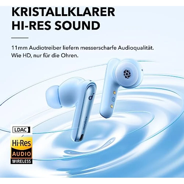soundcore by Anker Liberty 4 NC Kabellose Earbuds mit Geräuschunterdrückung, 98,5% Noise Cancelling, Adaptive Geräuschunterdrückung für Ohren und Umgebung, Hi-Res Sound, 50H Wiedergabe (Hellblau) – Bild 4